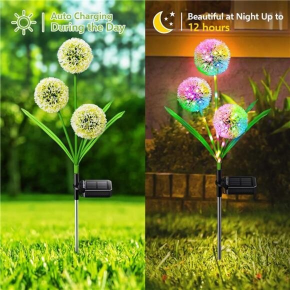 Colorful Dandelion Flower Light Bright Solar Lights with 36 LED 4 Pack - Picture 4 of 8